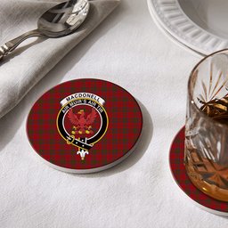 ScotsTee Shop Scottish MacDonell of Keppoch Crest Tartan Drinks Coasters – Wood, Rubber, Ceramic