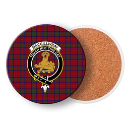 ScotsTee Shop Scottish MacGillivray Crest Tartan Drinks Coasters – Wood, Rubber, Ceramic