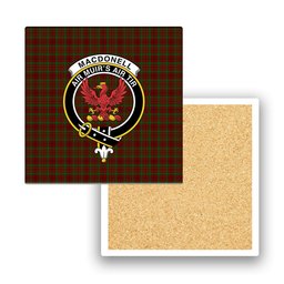 ScotsTee Shop Scottish MacDonell of Keppoch 3 Crest Tartan Drinks Coasters – Wood, Rubber, Ceramic