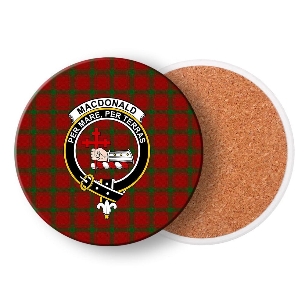 ScotsTee Shop Scottish MacDonald of Sleat Crest Tartan Drinks Coasters – Wood, Rubber, Ceramic