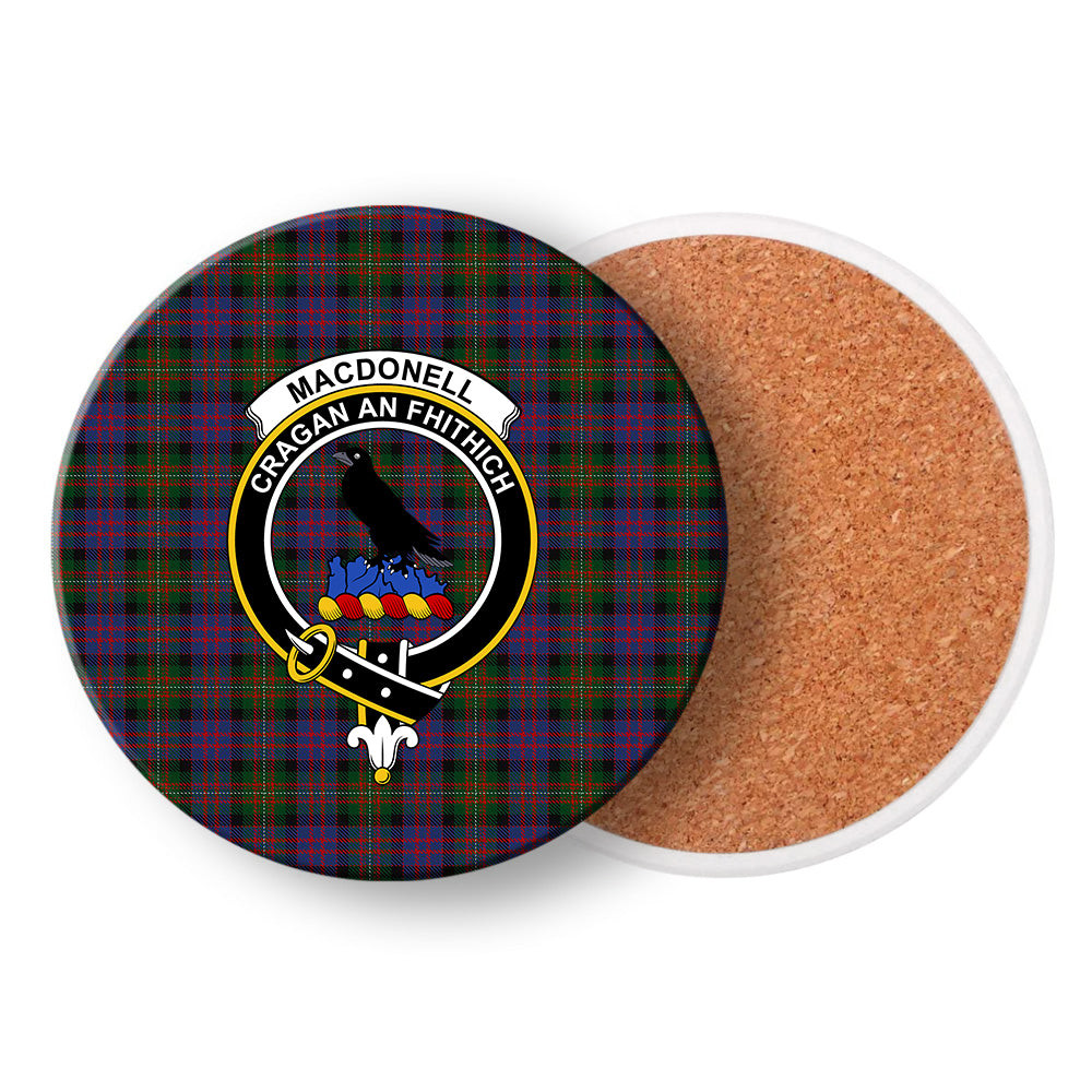 ScotsTee Shop Scottish MacDonell of Glengarry 2 Crest Tartan Drinks Coasters – Wood, Rubber, Ceramic