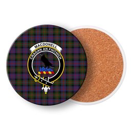 ScotsTee Shop Scottish MacDonell of Glengarry 2 Crest Tartan Drinks Coasters – Wood, Rubber, Ceramic
