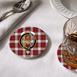 ScotsTee Shop Scottish MacFie Dress Ancient Crest Tartan Drinks Coasters – Wood, Rubber, Ceramic