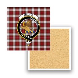 ScotsTee Shop Scottish MacFie Dress Ancient Crest Tartan Drinks Coasters – Wood, Rubber, Ceramic