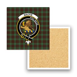 ScotsTee Shop Scottish MacFie Hunting Modern Crest Tartan Drinks Coasters – Wood, Rubber, Ceramic