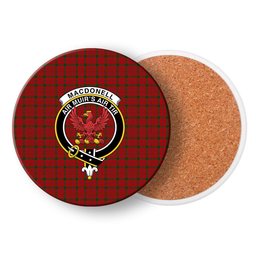 ScotsTee Shop Scottish MacDonell of Keppoch 2 Crest Tartan Drinks Coasters – Wood, Rubber, Ceramic