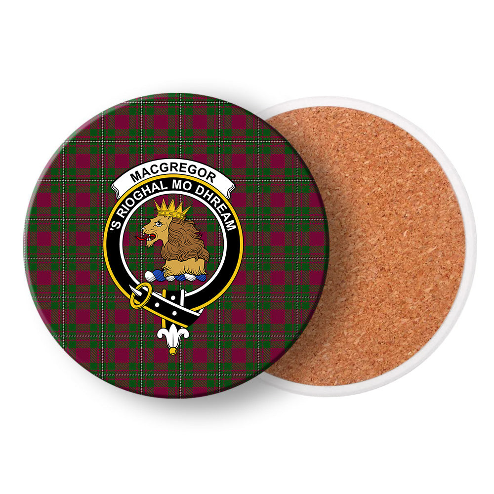 ScotsTee Shop Scottish MacGregor of Cardney Crest Tartan Drinks Coasters – Wood, Rubber, Ceramic