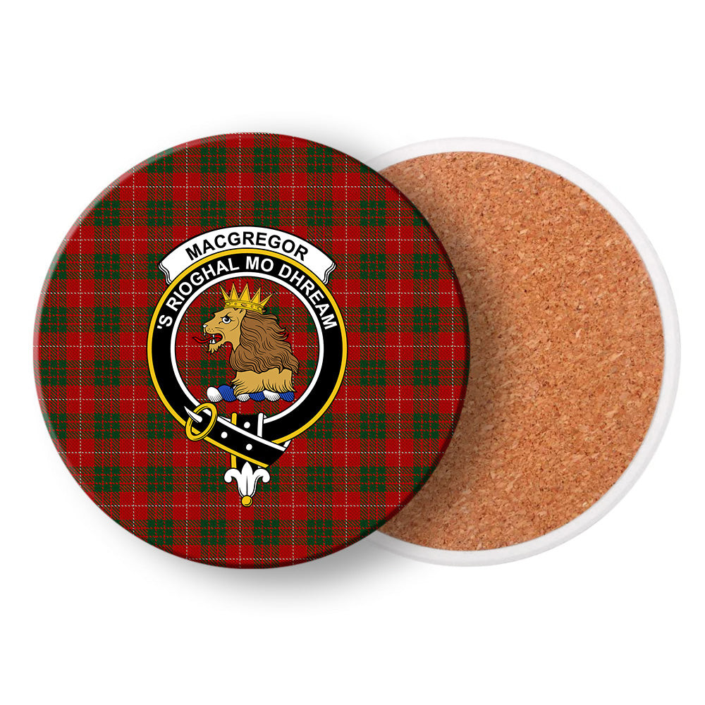 ScotsTee Shop Scottish MacGregor of Balquhidder Crest Tartan Drinks Coasters – Wood, Rubber, Ceramic