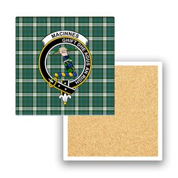 ScotsTee Shop Scottish MacInnes Dress Ancient Crest Tartan Drinks Coasters – Wood, Rubber, Ceramic