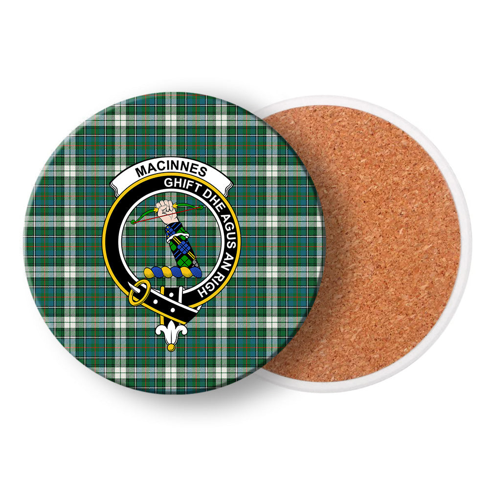 ScotsTee Shop Scottish MacInnes Dress Ancient Crest Tartan Drinks Coasters – Wood, Rubber, Ceramic