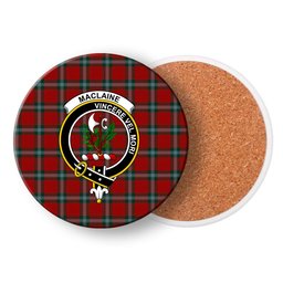ScotsTee Shop Scottish MacLaine of Lochbuie Coburn Crest Tartan Drinks Coasters – Wood, Rubber, Ceramic