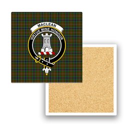ScotsTee Shop Scottish MacLean of Kingairloch Crest Tartan Drinks Coasters – Wood, Rubber, Ceramic
