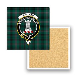 ScotsTee Shop Scottish MacLean of Duart Hunting Modern Crest Tartan Drinks Coasters – Wood, Rubber, Ceramic