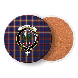 ScotsTee Shop Scottish MacLaine of Lochbuie Hunting Modern Crest Tartan Drinks Coasters – Wood, Rubber, Ceramic