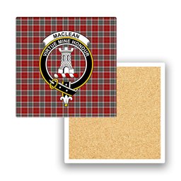 ScotsTee Shop Scottish MacLean of Duart Dress 2 Crest Tartan Drinks Coasters – Wood, Rubber, Ceramic