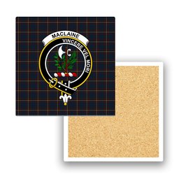 ScotsTee Shop Scottish MacLaine of Lochbuie Hunting Crest Tartan Drinks Coasters – Wood, Rubber, Ceramic