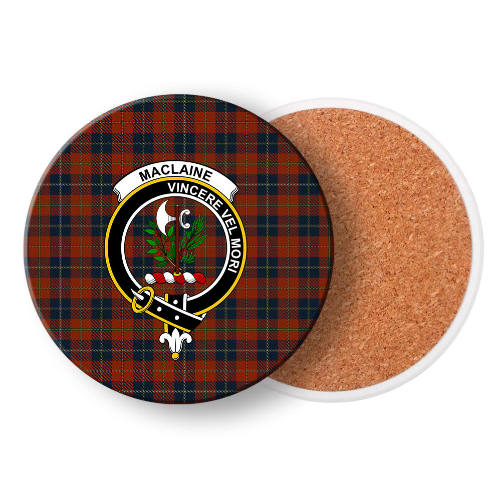 ScotsTee Shop Scottish Maclaine of Lochbuie Auld Sett Crest Tartan Drinks Coasters – Wood, Rubber, Ceramic