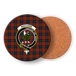 ScotsTee Shop Scottish Maclaine of Lochbuie Auld Sett Crest Tartan Drinks Coasters – Wood, Rubber, Ceramic