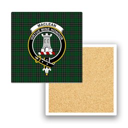 ScotsTee Shop Scottish MacLean of Duart Hunting Crest Tartan Drinks Coasters – Wood, Rubber, Ceramic