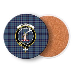 ScotsTee Shop Scottish MacRae of America Crest Tartan Drinks Coasters – Wood, Rubber, Ceramic