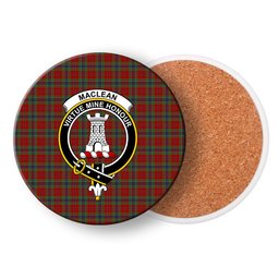 ScotsTee Shop Scottish MacLean of Duart Crest Tartan Drinks Coasters – Wood, Rubber, Ceramic
