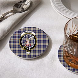 ScotsTee Shop Scottish MacRae of Conchra Crest Tartan Drinks Coasters – Wood, Rubber, Ceramic