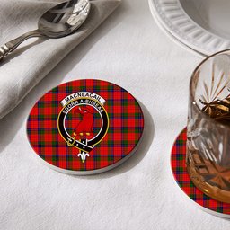 ScotsTee Shop Scottish MacNeacail of Scorrybreac Crest Tartan Drinks Coasters – Wood, Rubber, Ceramic