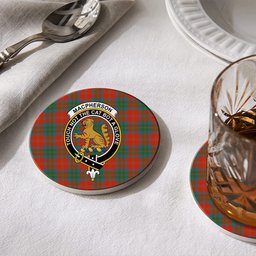 ScotsTee Shop Scottish MacPherson of Cluny Ancient Crest Tartan Drinks Coasters – Wood, Rubber, Ceramic
