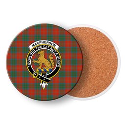 ScotsTee Shop Scottish MacPherson of Cluny Ancient Crest Tartan Drinks Coasters – Wood, Rubber, Ceramic
