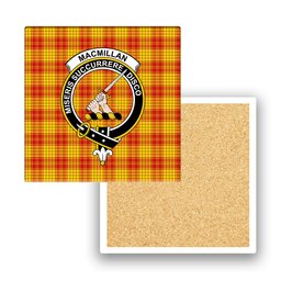 ScotsTee Shop Scottish MacMillan Dress Modern Crest Tartan Drinks Coasters – Wood, Rubber, Ceramic