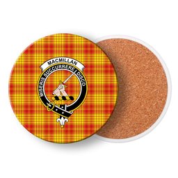 ScotsTee Shop Scottish MacMillan Dress Modern Crest Tartan Drinks Coasters – Wood, Rubber, Ceramic