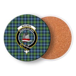 ScotsTee Shop Scottish MacNeill Of Barra Ancient Crest Tartan Drinks Coasters – Wood, Rubber, Ceramic