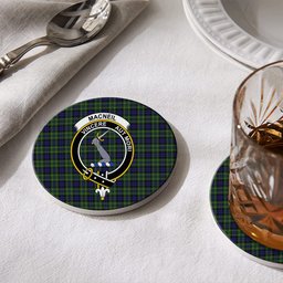 ScotsTee Shop Scottish MacNeil of Colonsay Crest Tartan Drinks Coasters – Wood, Rubber, Ceramic