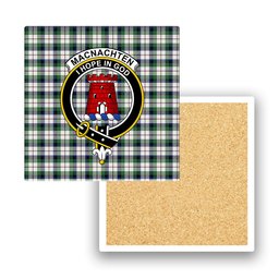 ScotsTee Shop Scottish MacNachten Dress Modern Crest Tartan Drinks Coasters – Wood, Rubber, Ceramic
