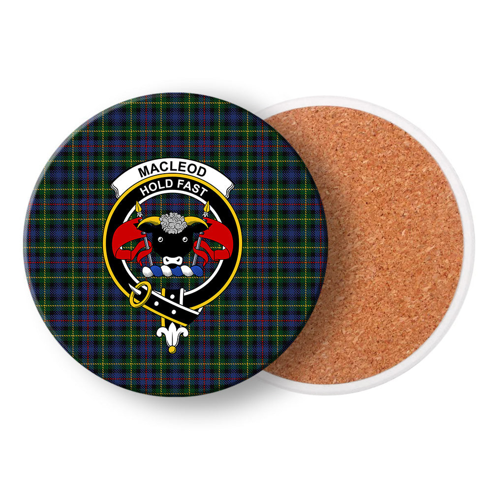 ScotsTee Shop Scottish MacLeod of Gesto 2 Crest Tartan Drinks Coasters – Wood, Rubber, Ceramic