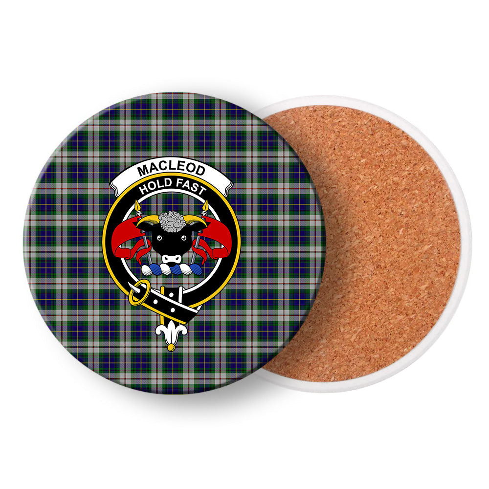 ScotsTee Shop Scottish MacLeod of California Crest Tartan Drinks Coasters – Wood, Rubber, Ceramic