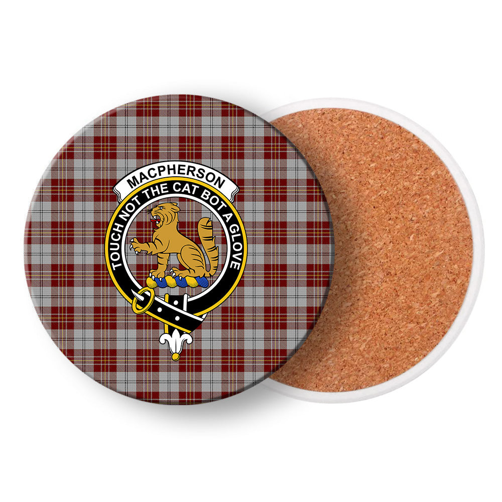 ScotsTee Shop Scottish MacPherson Dress Burgundy Dance Crest Tartan Drinks Coasters – Wood, Rubber, Ceramic