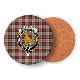 ScotsTee Shop Scottish MacPherson Dress Burgundy Dance Crest Tartan Drinks Coasters – Wood, Rubber, Ceramic