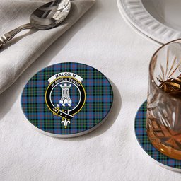ScotsTee Shop Scottish Malcolm of Berwick Ancient Crest Tartan Drinks Coasters – Wood, Rubber, Ceramic