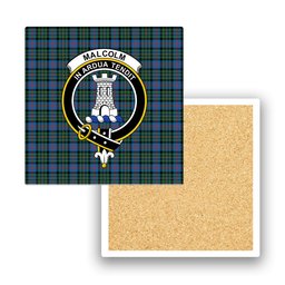 ScotsTee Shop Scottish Malcolm of Berwick Ancient Crest Tartan Drinks Coasters – Wood, Rubber, Ceramic