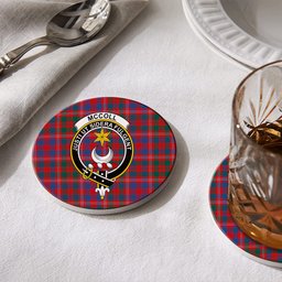 ScotsTee Shop Scottish McColl Hunting Modern Crest Tartan Drinks Coasters – Wood, Rubber, Ceramic