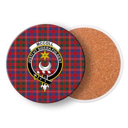 ScotsTee Shop Scottish McColl Hunting Modern Crest Tartan Drinks Coasters – Wood, Rubber, Ceramic
