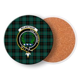ScotsTee Shop Scottish McArthur-Fox Hunting Modern Crest Tartan Drinks Coasters – Wood, Rubber, Ceramic