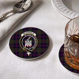 ScotsTee Shop Scottish McDonald of Clan Ranald Crest Tartan Drinks Coasters – Wood, Rubber, Ceramic