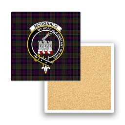 ScotsTee Shop Scottish McDonald of Clan Ranald Crest Tartan Drinks Coasters – Wood, Rubber, Ceramic