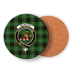 ScotsTee Shop Scottish McAuley of Lewis Ancient Crest Tartan Drinks Coasters – Wood, Rubber, Ceramic