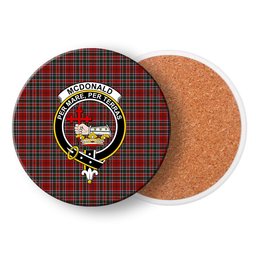 ScotsTee Shop Scottish McDonald of Lochmaddy Crest Tartan Drinks Coasters – Wood, Rubber, Ceramic