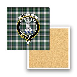 ScotsTee Shop Scottish McCallum Dress Ancient Crest Tartan Drinks Coasters – Wood, Rubber, Ceramic