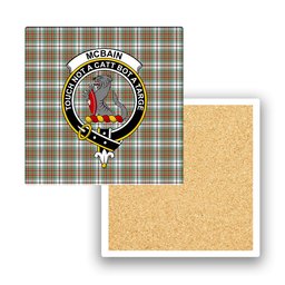 ScotsTee Shop Scottish McBain Dress Ancient Crest Tartan Drinks Coasters – Wood, Rubber, Ceramic