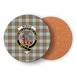 ScotsTee Shop Scottish McBain Dress Ancient Crest Tartan Drinks Coasters – Wood, Rubber, Ceramic